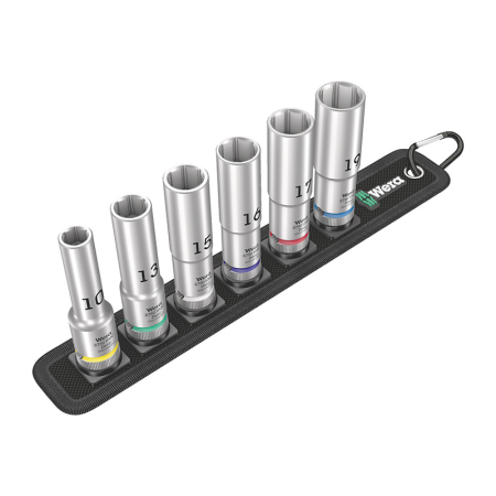 Jeu de 6 douilles longue Zyklop 1/2" Belt C Deep WERA