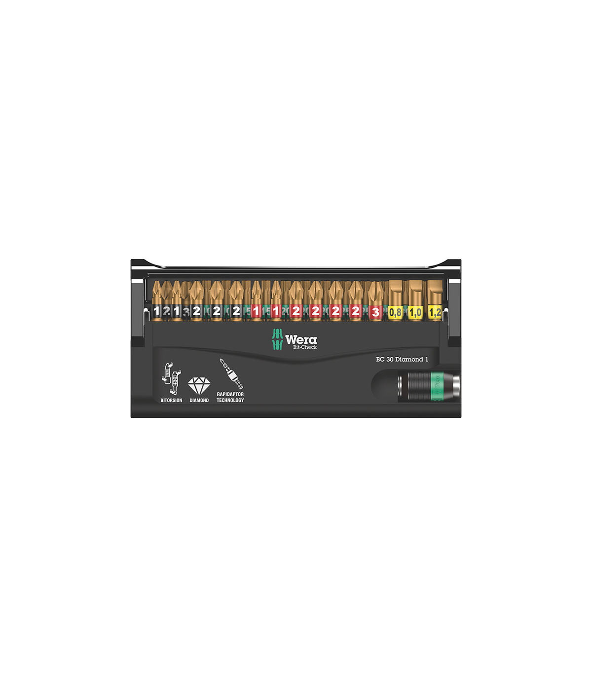 Coffret de 29 embouts BiTorsion + Porte-embouts universel Bit-Check Diamond
