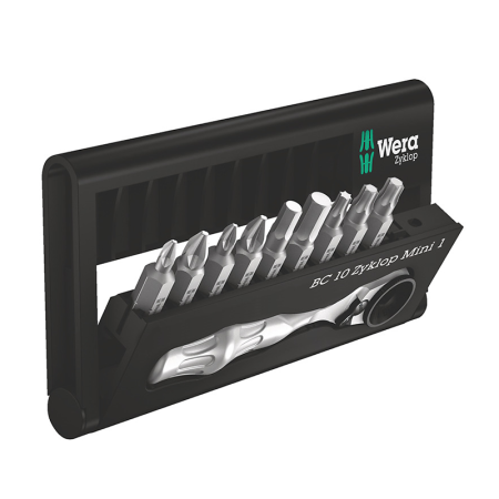 Coffret de 9 embouts + Mini-cliquet à embouts 1/4" Zyklop Mini 1 WERA