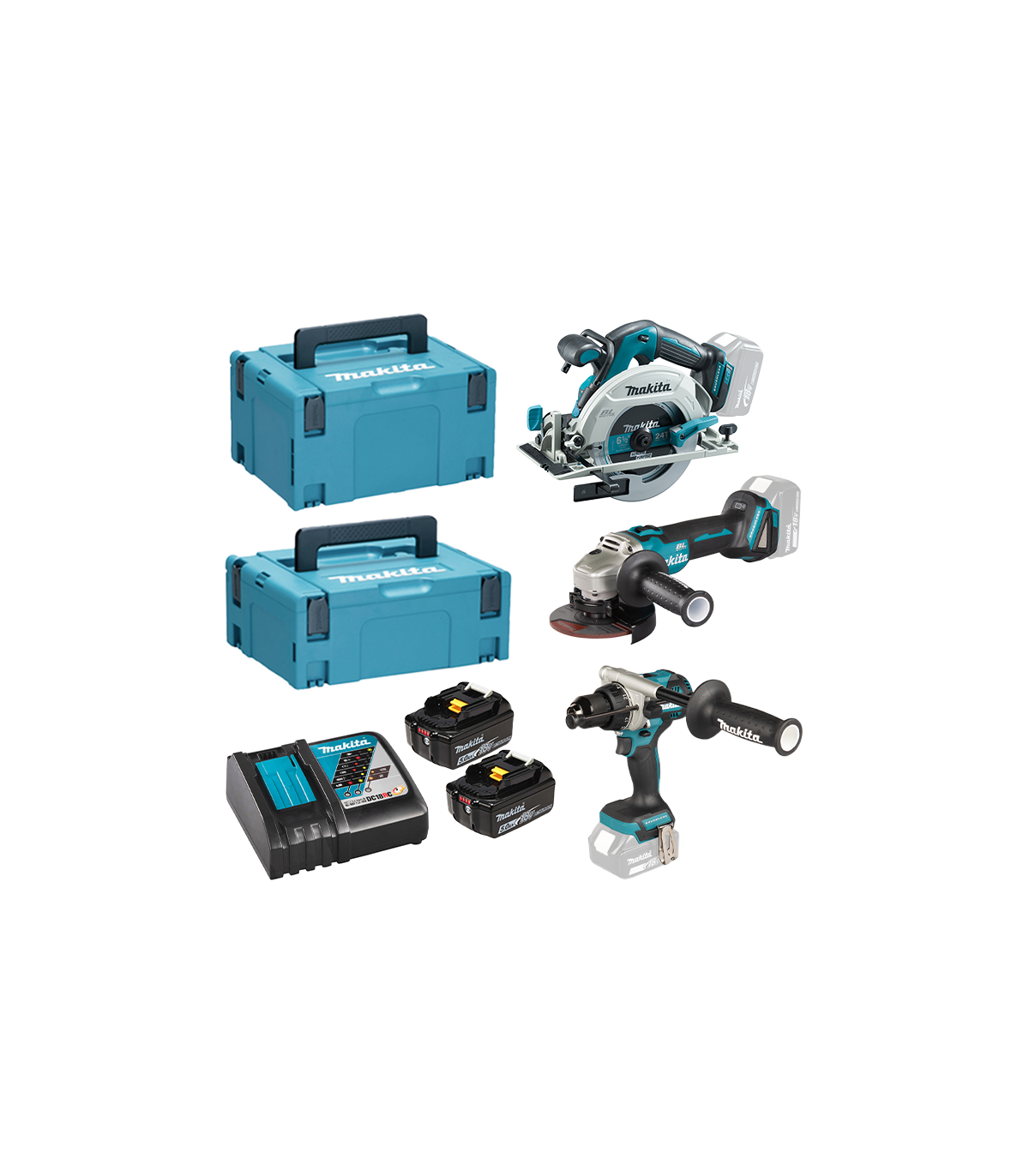 Pack de 3 machines 18V (DHP492 + DGA506 + DHS680) MAKITA
