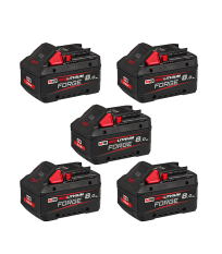 Pack de 5 batteries FORGE M18 FB8 18V 8 Ah MILWAUKEE