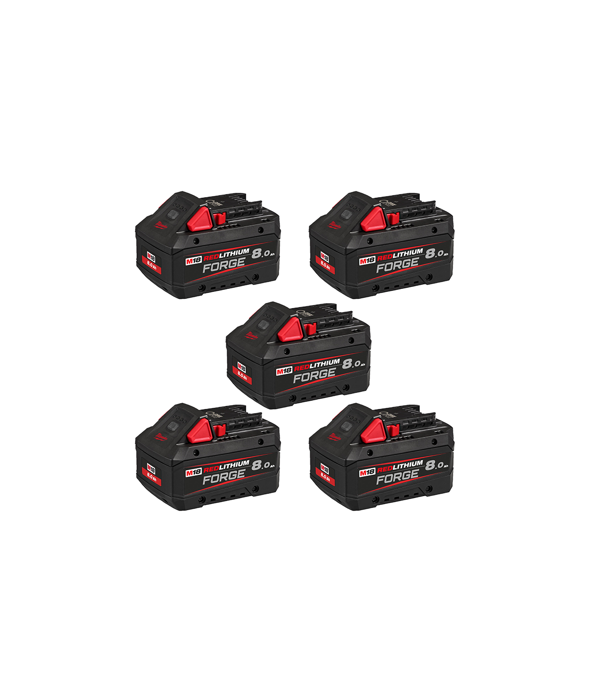 Pack de 5 batteries FORGE M18 FB8 18V 8 Ah MILWAUKEE