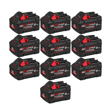Pack de 10 batteries FORGE M18 FB8 18V 8 Ah MILWAUKEE