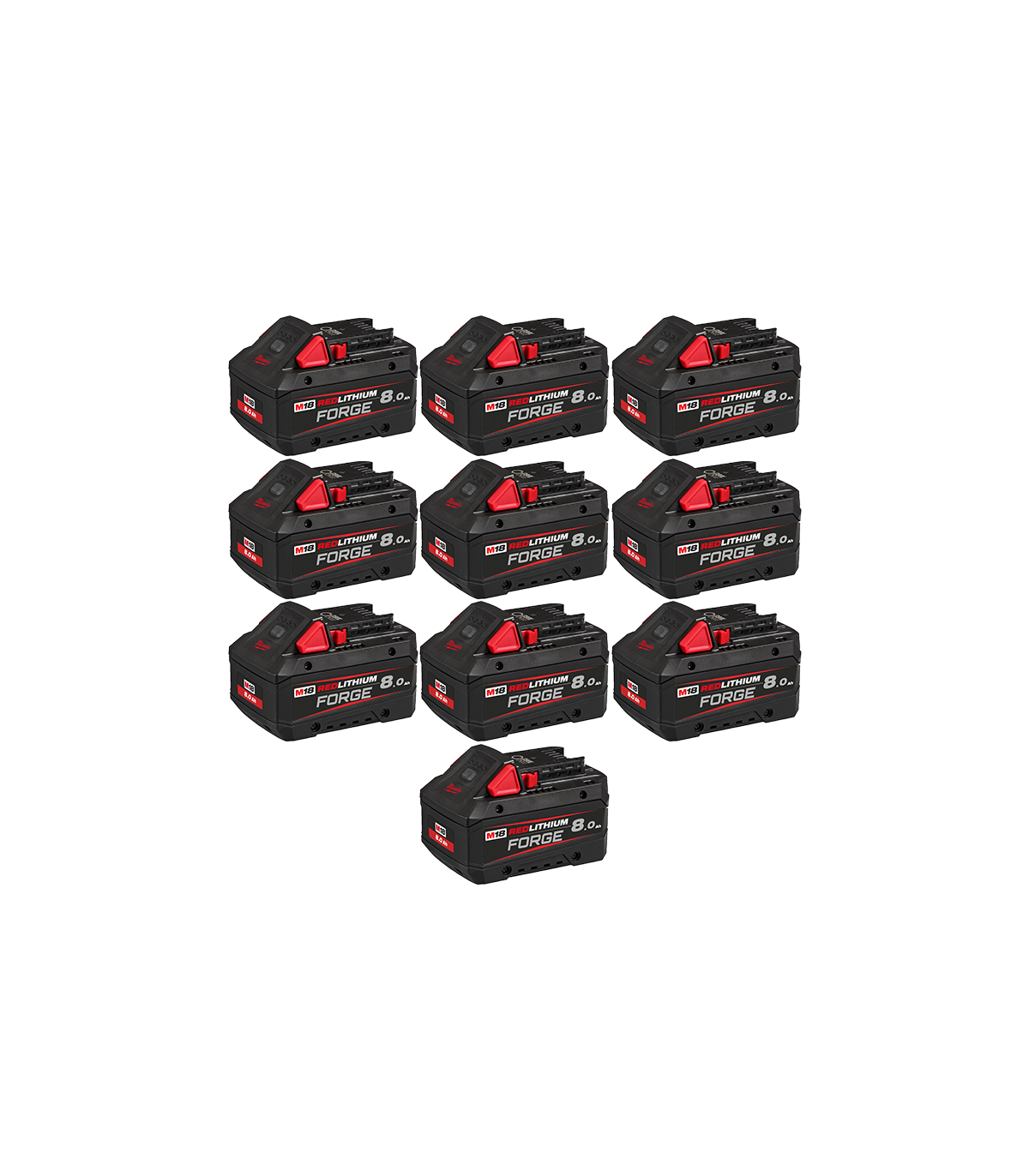Pack de 10 batteries FORGE M18 FB8 18V 8 Ah MILWAUKEE