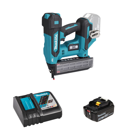 Cloueur pneumatique 18V DBN501Z + 1 batterie BL1850B 18V 5 Ah + chargeur rapide DC18RC MAKITA