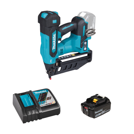 Cloueur pneumatique 18V DBN601Z + 1 batterie BL1850B 18V 5 Ah + chargeur rapide DC18RC MAKITA