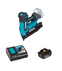 Cloueur d'angle 20° pneumatique 18V DBN610Z + 1 batterie BL1850B 18V 5 Ah + chargeur rapide DC18RC MAKITA