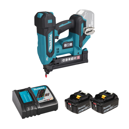Agrafeuse 18V DST630Z + 2 batteries BL1850B 18V 5 Ah + chargeur rapide DC18RC MAKITA