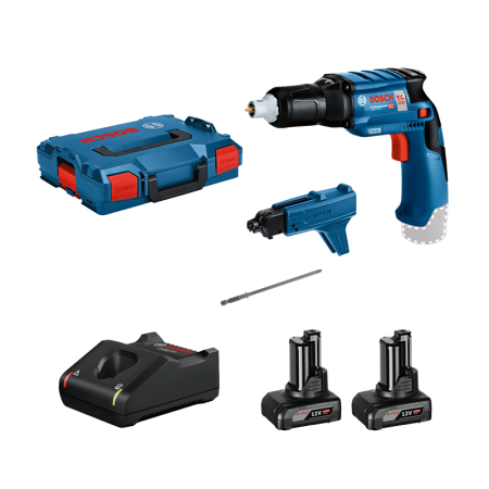 Visseuse placo GTB 12V-11 + chargeur GMA 55 + 2 batteries 12V 6 Ah + 1 chargeur GAL 12V-40 BOSCH