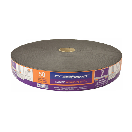 Bande résiliente pour planchers bois TRAMIBAND SP 70 mm x 30 m TRAMICO