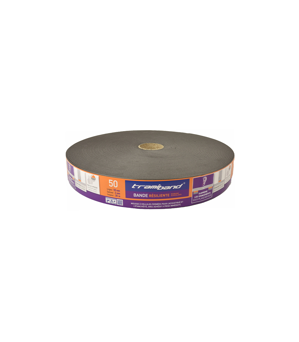 Bande résiliente pour planchers bois TRAMIBAND SP 70 mm x 30 m TRAMICO