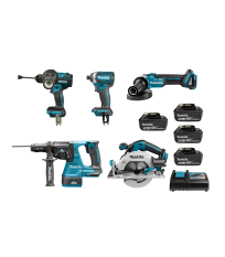 Pack de 5 machines 18V DLX5106PTJ (DHP492 + DTD154 + DHR243 + DHS680 + DGA506) MAKITA