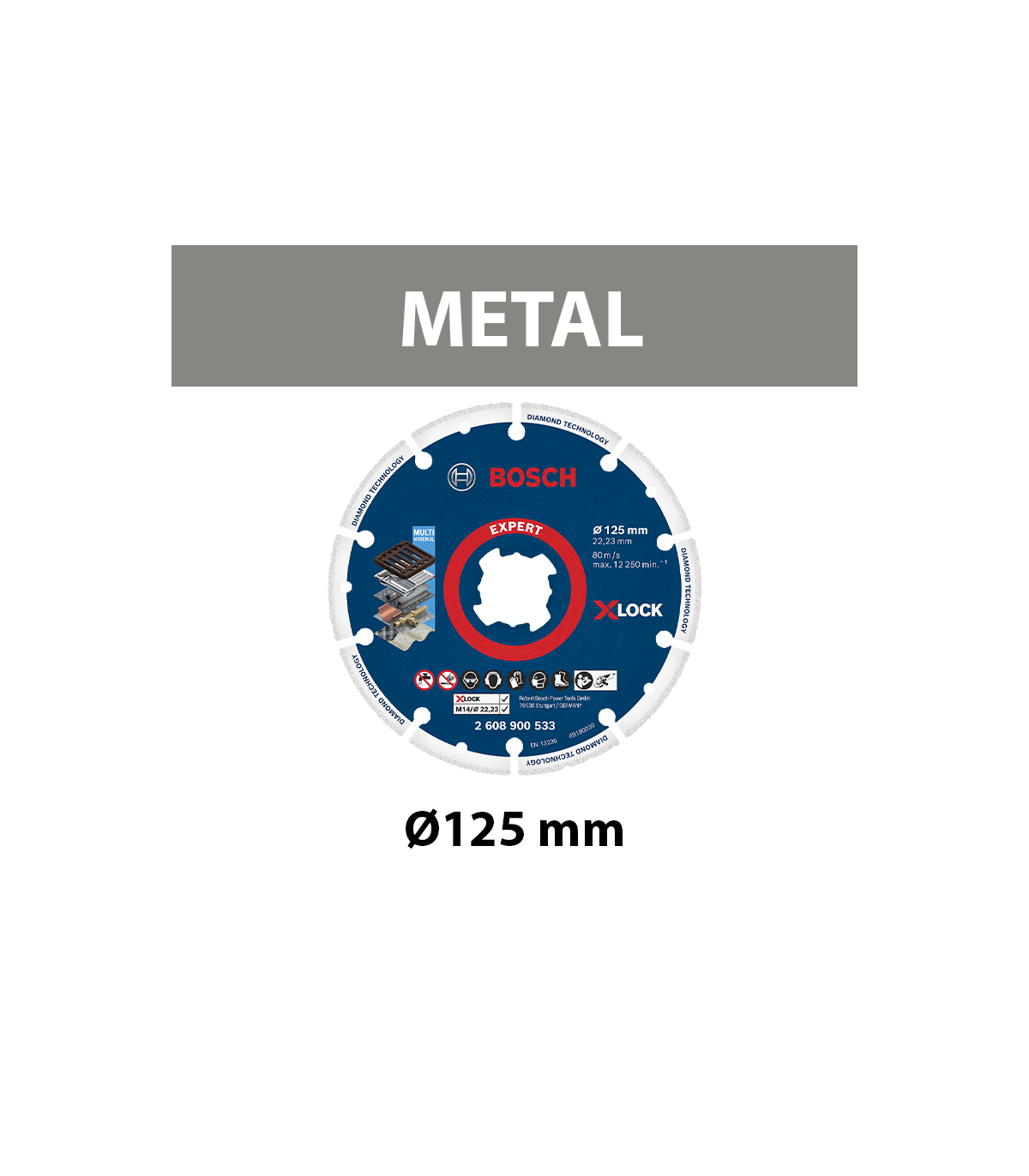 Disque à tronçonner Ø125 X-LOCK EXPERT Diamond Metal BOSCH
