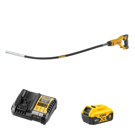 Vibrateur à béton DCE531N-XJ + 1 batterie 18V 5 Ah + 1 Chargeur DCB1104-QW DEWALT