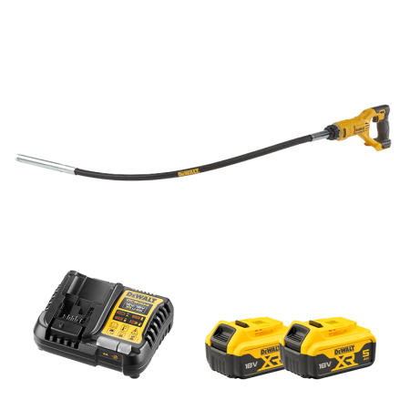 Vibrateur à béton DCE531N-XJ + 2 batteries 18V 5 Ah + 1 Chargeur DCB1104-QW DEWALT