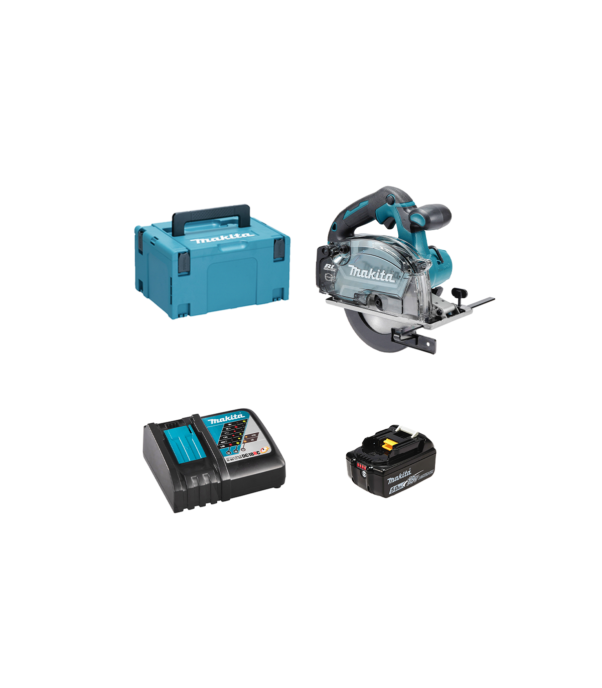 Scie circulaire à métaux 18V Ø150 mm DCS553ZJ + 1 batterie BL1850B 18V 5 Ah + 1 chargeur rapide DC18RC MAKITA