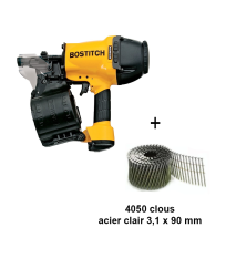 Pack Charpente Cloueur à rouleaux N89C-2K-E + 4050 Clous rouleau annelés acier 3,1x90mm BOSTITCH