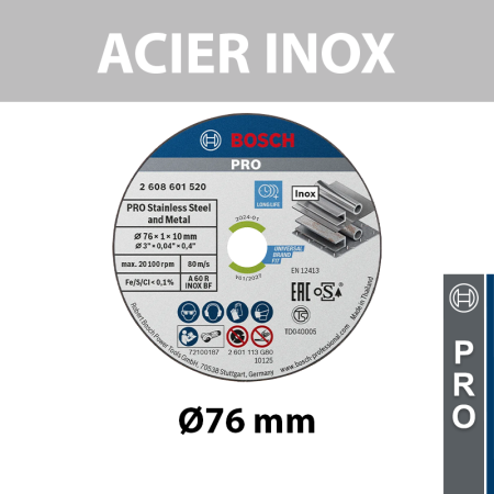 Lot de 5 disques à tronçonner Ø76 Expert for Inox BOSCH