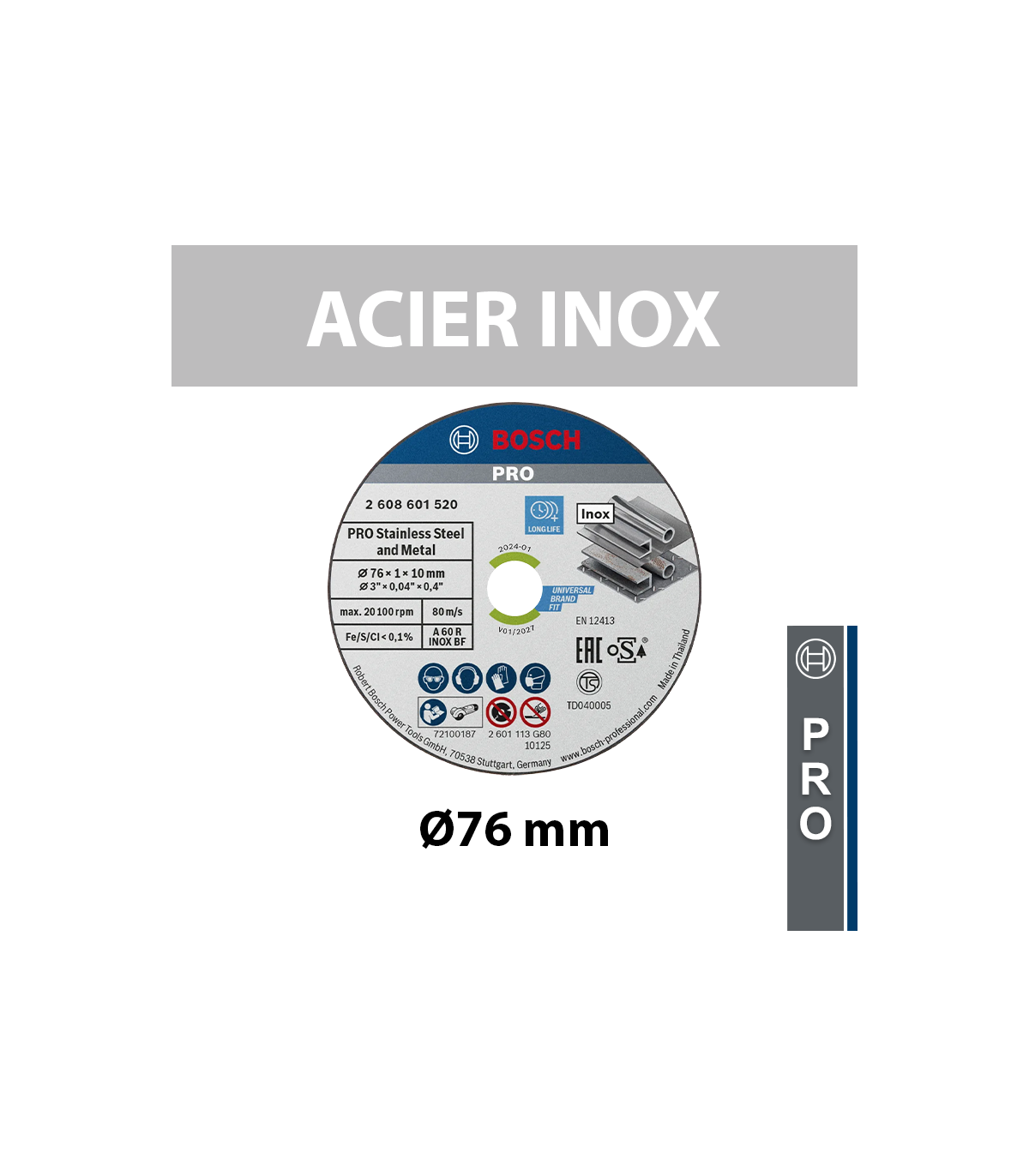 Lot de 5 disques à tronçonner Ø76 Expert for Inox BOSCH