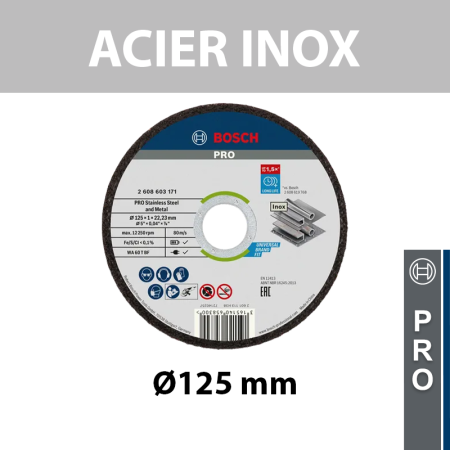 Lot de 10 disques à tronçonner Ø125x1 mm Standard for Inox Rapido BOSCH