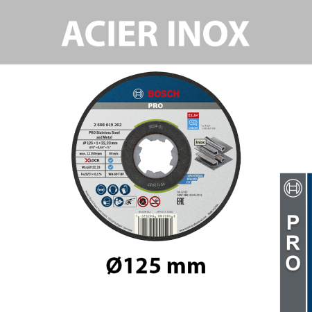 Lot de 10 Disques à tronçonner X-LOCK Ø125mm PRO Acier inox et métal BOSCH