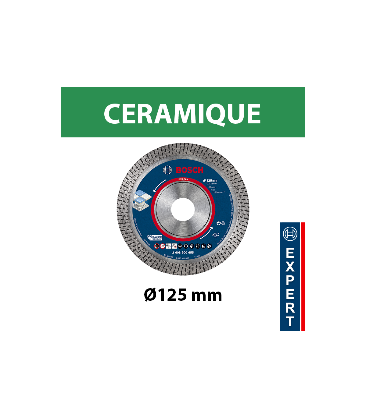 Disque à tronçonner diamanté EXPERT HardCeramic Ø125 BOSCH
