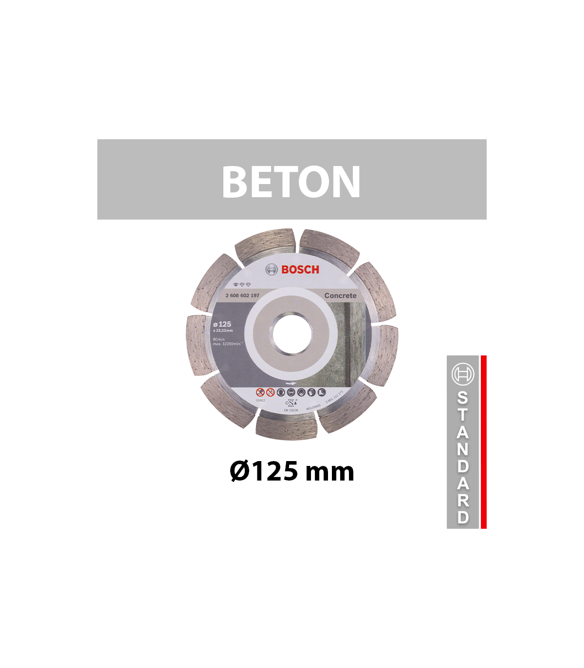 Disque à tronçonner diamanté Standard for Concrete Ø125 BOSCH