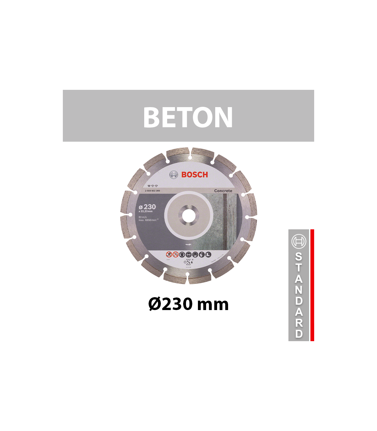 Disque à tronçonner diamanté Standard for Concrete Ø230 BOSCH