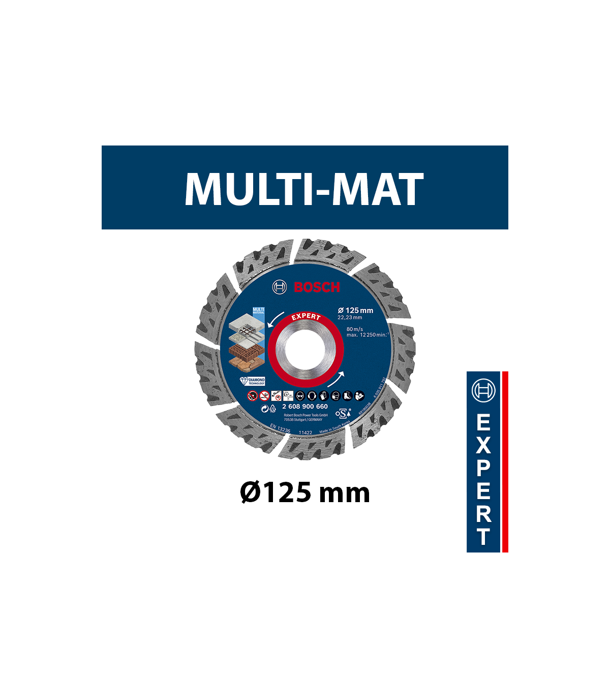 Disque à tronçonner diamanté multi-matériaux Ø125 EXPERT BOSCH