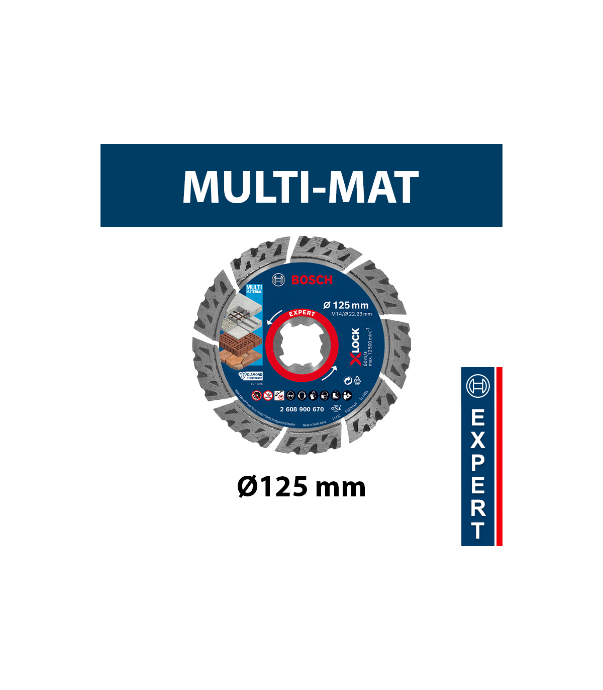 Disque à tronçonner diamanté X-LOCK multi-matériaux Ø125 EXPERT BOSCH