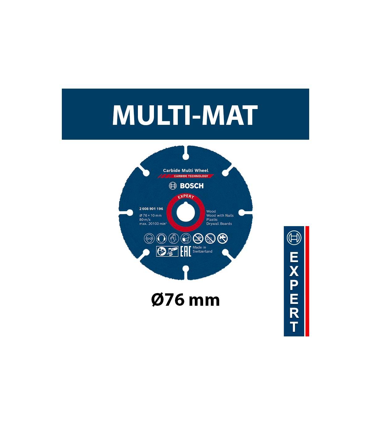 Disque à tronçonner carbure Ø76 EXPERT multi-matériaux BOSCH