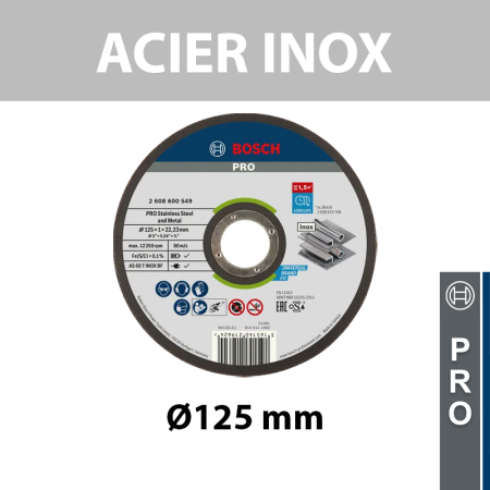 Disque à tronçonner à moyeu plat Ø125 Expert for Inox Rapido BOSCH