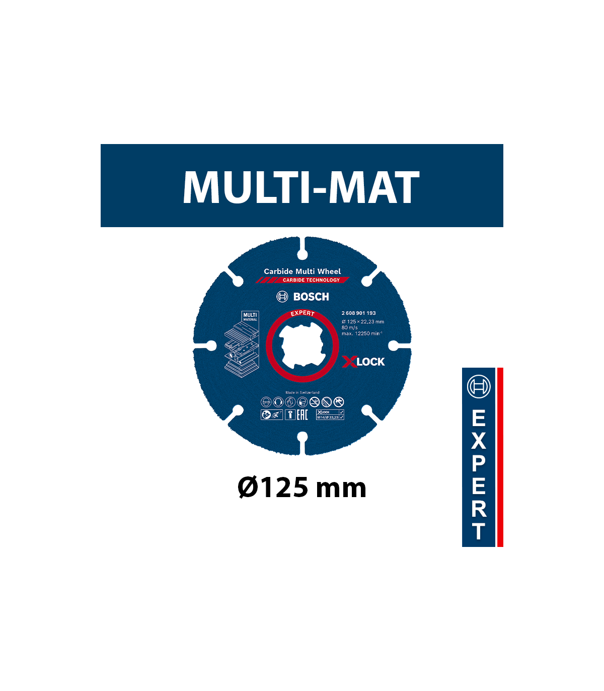 Disque à tronçonner carbure Ø125 X-LOCK EXPERT multi-matériaux BOSCH