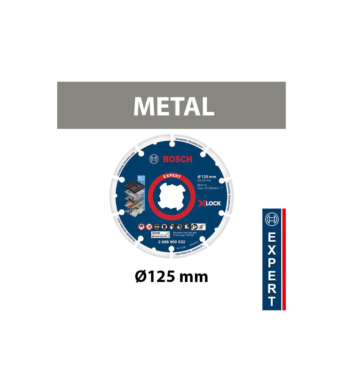 Disque à tronçonner Ø125 X-LOCK EXPERT Diamond Metal BOSCH
