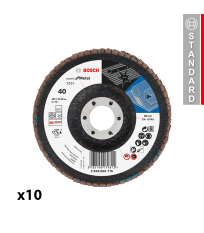 Lot de 10 Plateaux à lamelles bombé X551 Ø125 EXPERT Métal Grain 40 BOSCH