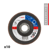 Lot de 10 Plateaux à lamelles bombé X551 Ø125 EXPERT Métal Grain 60 BOSCH
