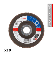 Lot de 10 Plateaux à lamelles bombé X551 Ø125 EXPERT Métal Grain 80 BOSCH