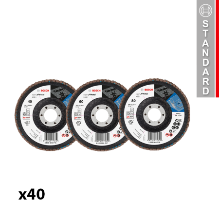Lot de 40 disques à lamelles bombé X551 Ø125 mm Expert Métal BOSCH