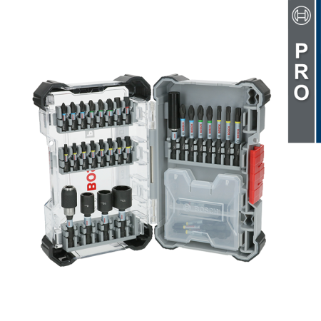Coffret de 28 embouts de vissage Pro Impact + Douilles + 2 portes-embouts BOSCH