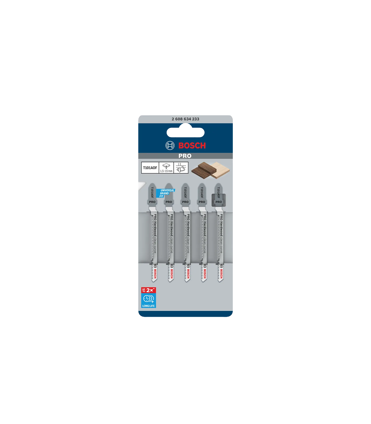 Lot de 5 lames de scie sauteuse T 101 AOF Clean Bois dur BOSCH