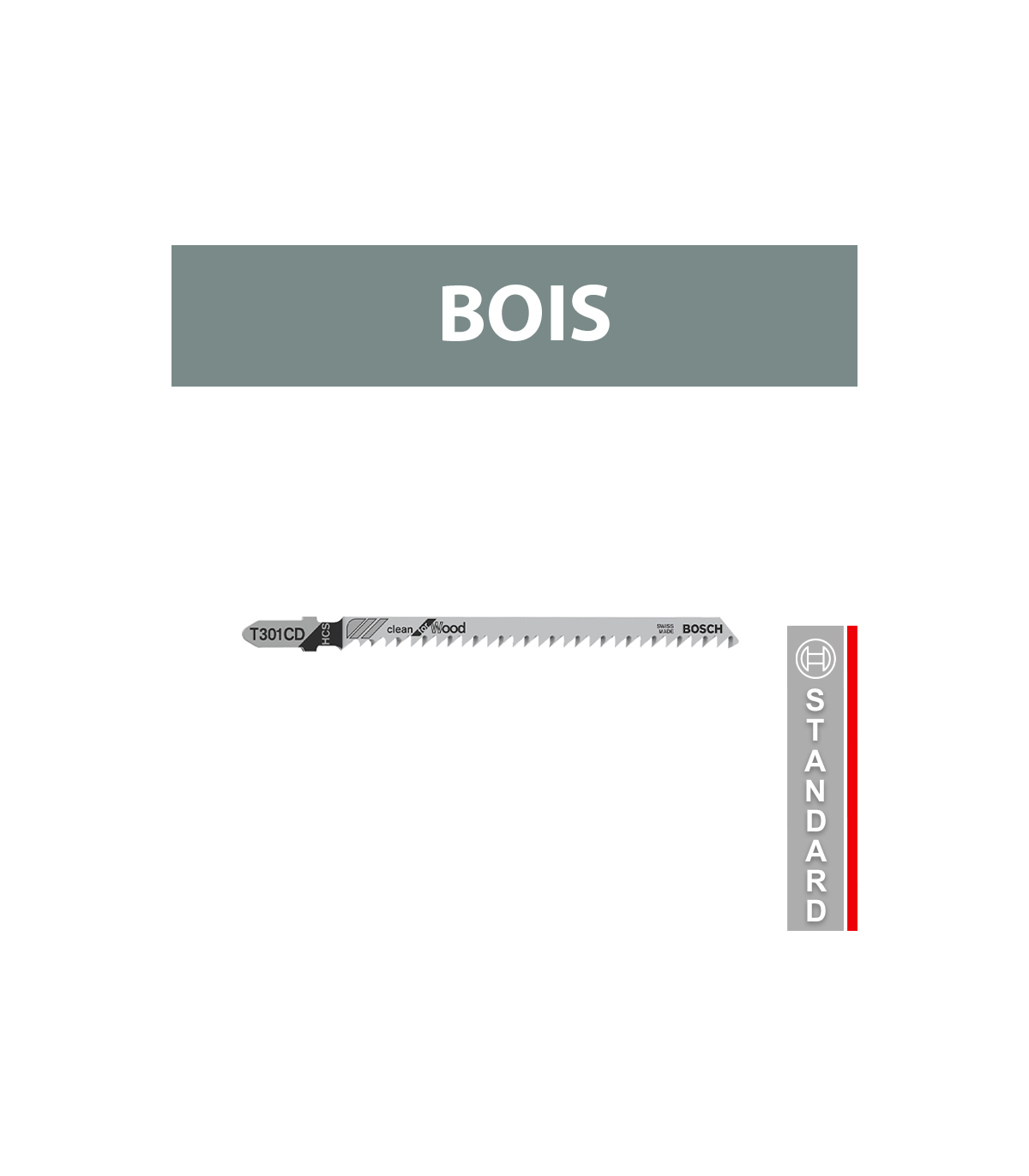 Lot de 5 lames de scie sauteuse T 301 CD Clean Bois BOSCH