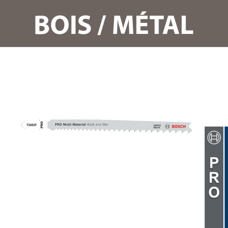 Lot de 5 lames de scie sauteuse T 345 XF Progressor Bois et métal BOSCH