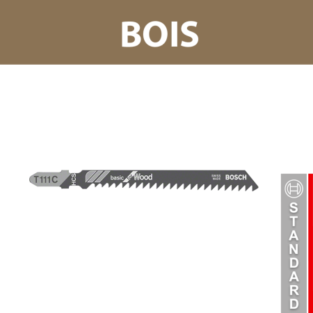 Lot de 5 lames de scie sauteuse 100 mm T 111 C HCS Bois BOSCH
