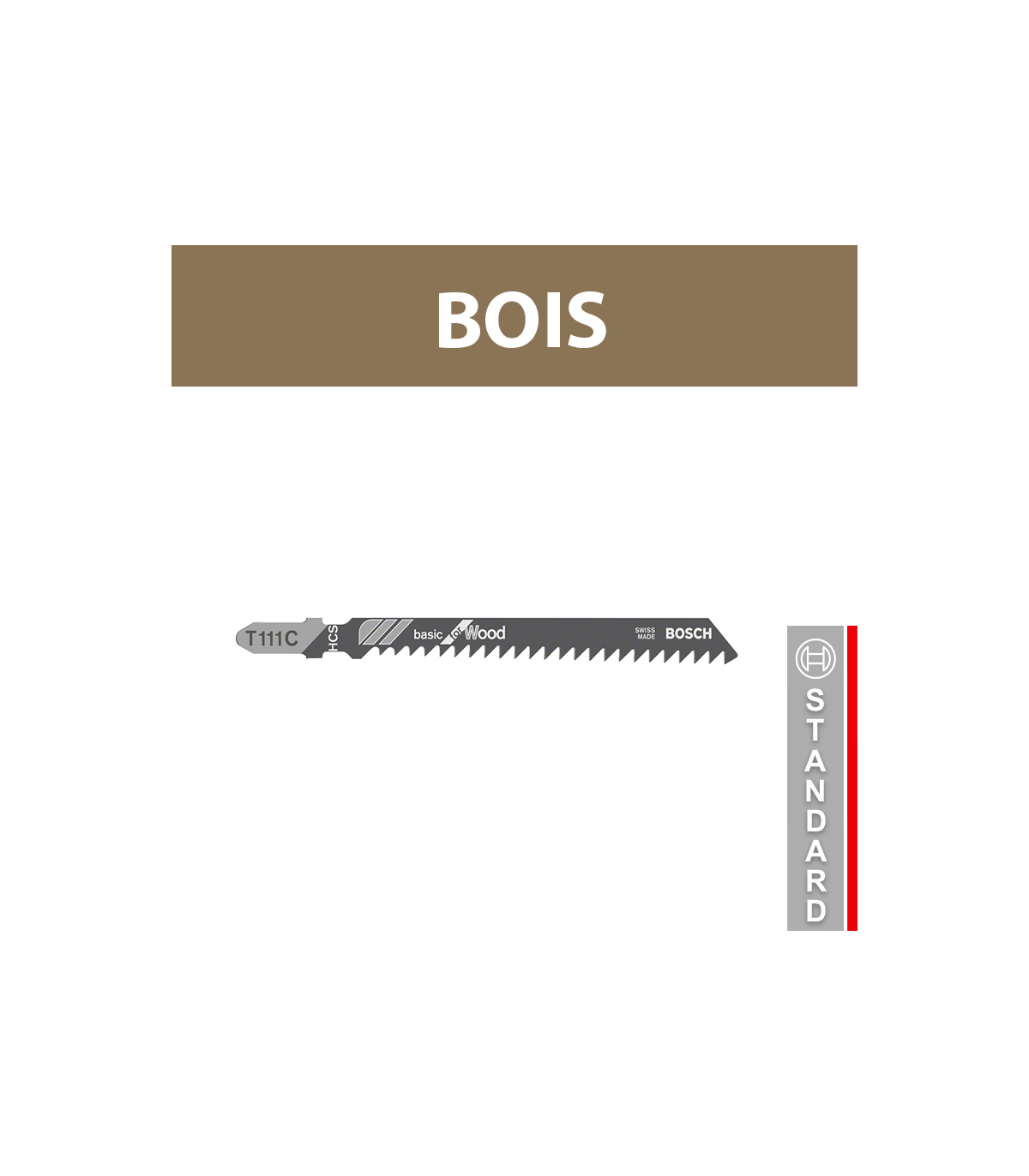 Lot de 5 lames de scie sauteuse 100 mm T 111 C HCS Bois BOSCH