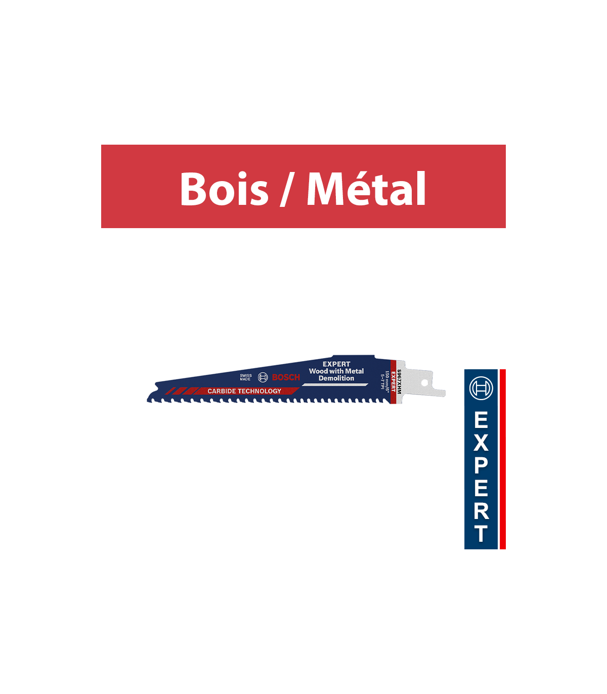 Lot de 10 lames de scie sabre 150mm EXPERT Wood with Metal Demolition S 967 XHM BOSCH