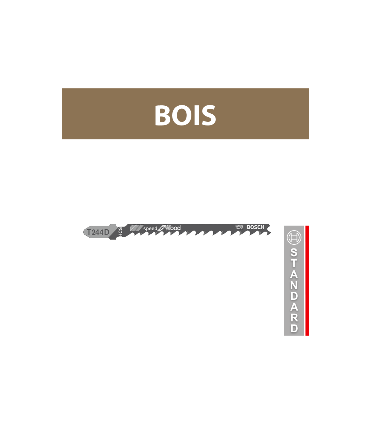 Lot de 5 lames de scie sauteuse 100 mm T 244 D Bois BOSCH