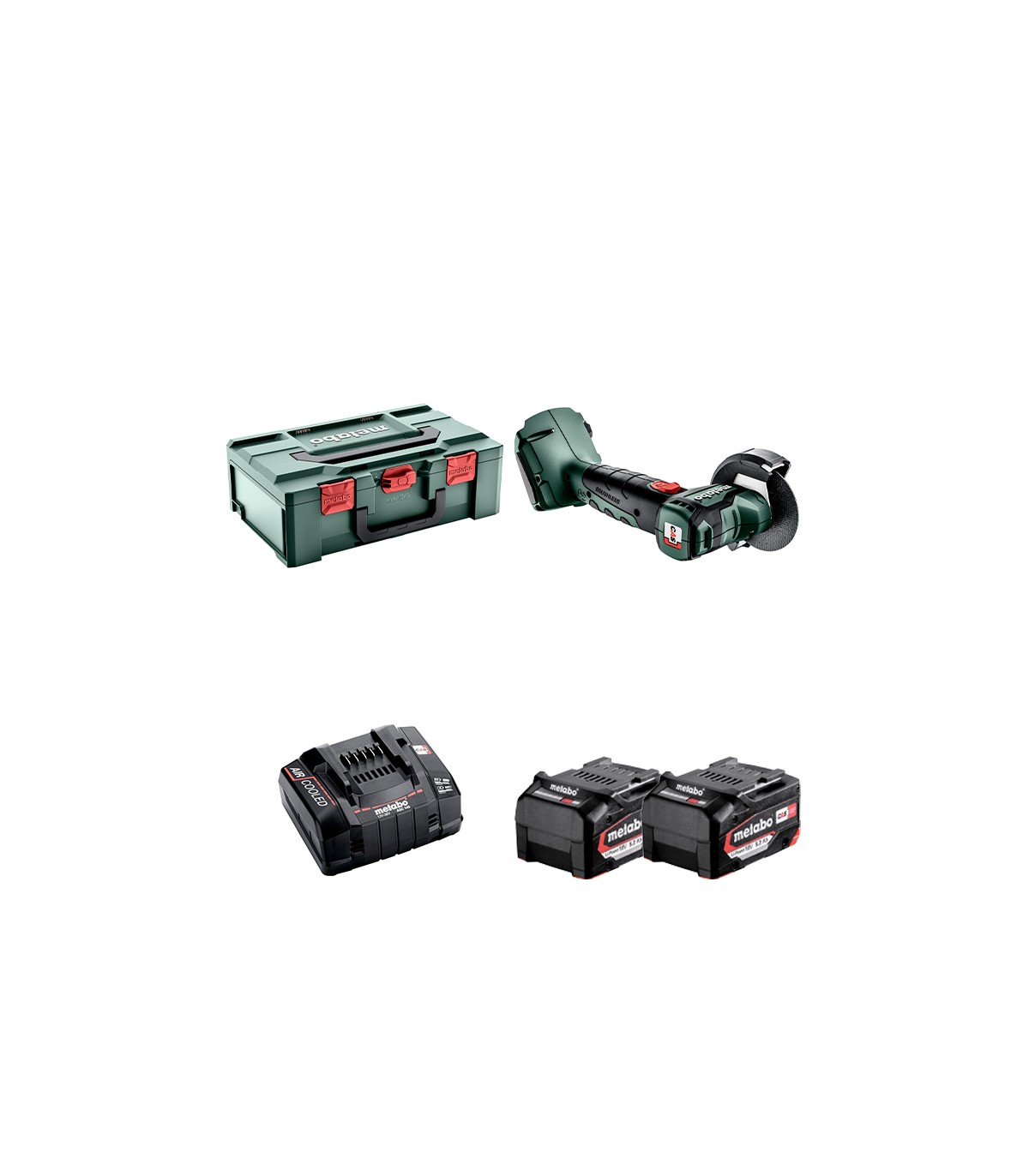 Meuleuse d'angle Ø76mm 18V CC 18 LTX BL + 2 batteries 18V 5.2 Ah + 1 chargeur ASC 145 METABO