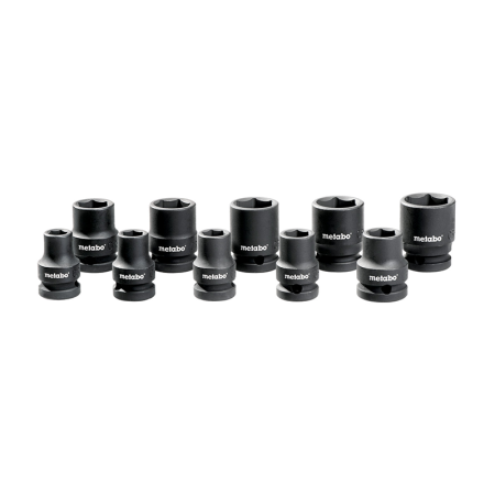 Jeu de 10 clés à douilles 1/2" antichoc METABO