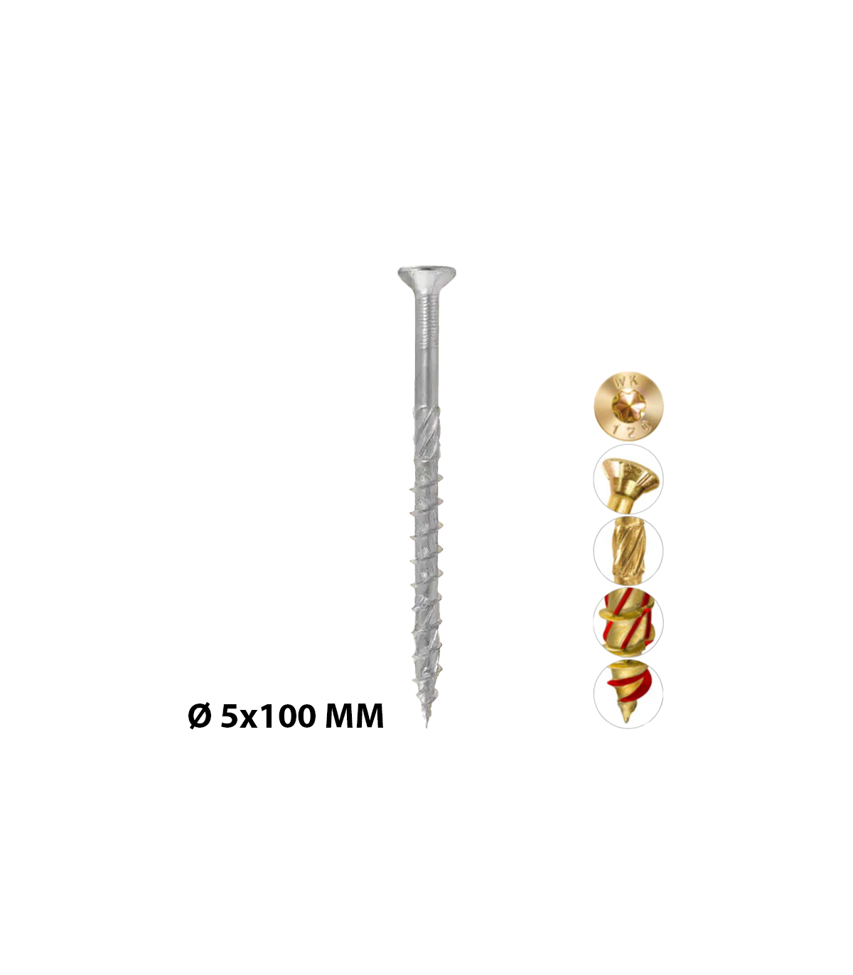 Boite de 200 Vis à tête fraisée TX Ø5x100 mm KLIMAS