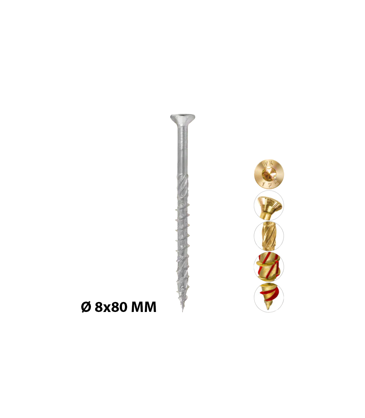 Boite de 50 Vis à tête fraisée TX Ø8x80 mm KLIMAS